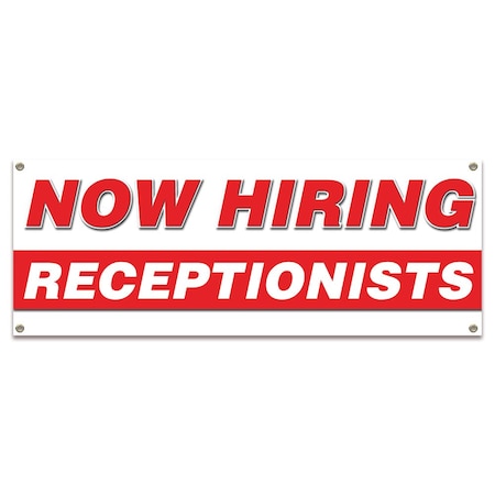 Signmission Now Hiring Receptionists Banner Apply Inside Accepting Application Single Sided B-30295